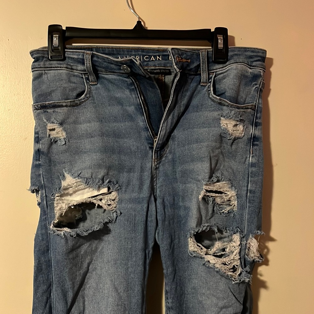Blue next level stretch ripped high rise, jeans from a&e